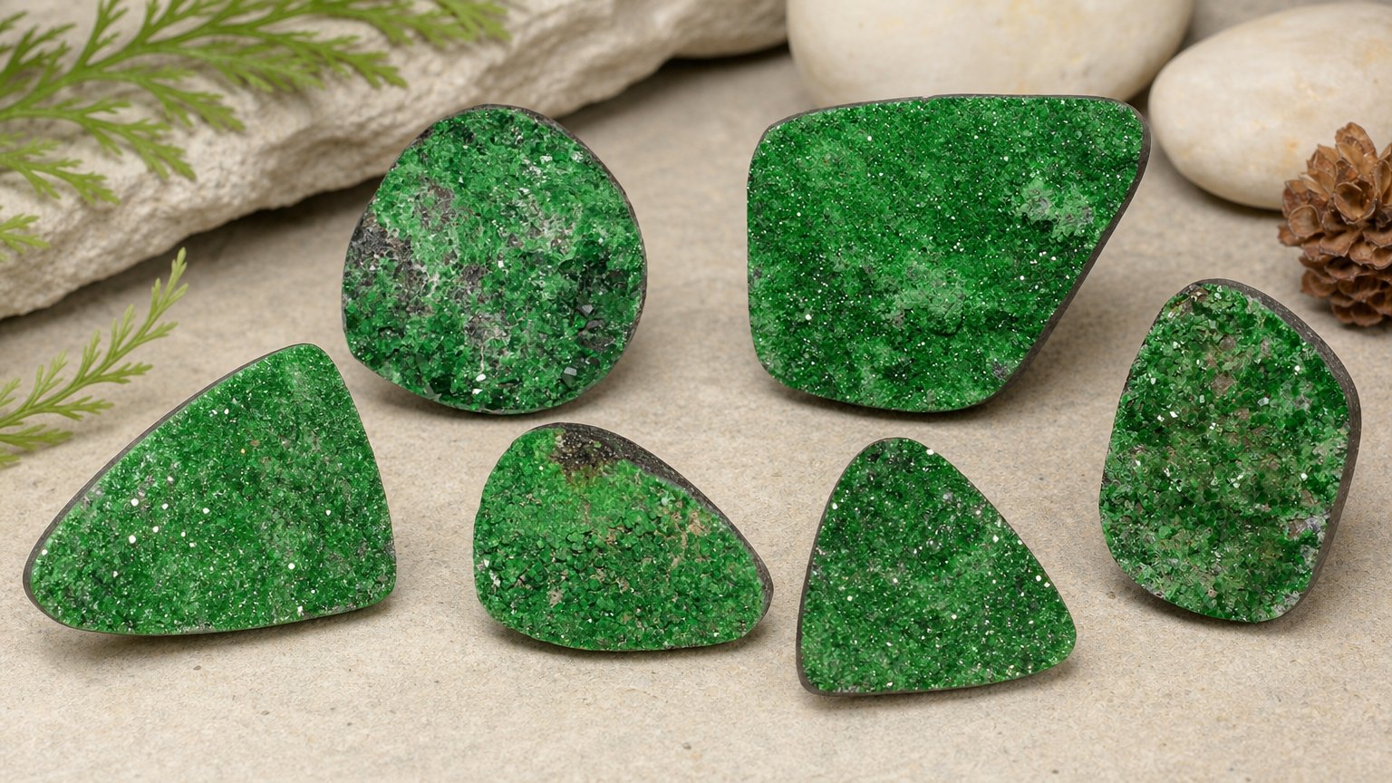 Grenat uvarovite naturel drusy - guide d'achat