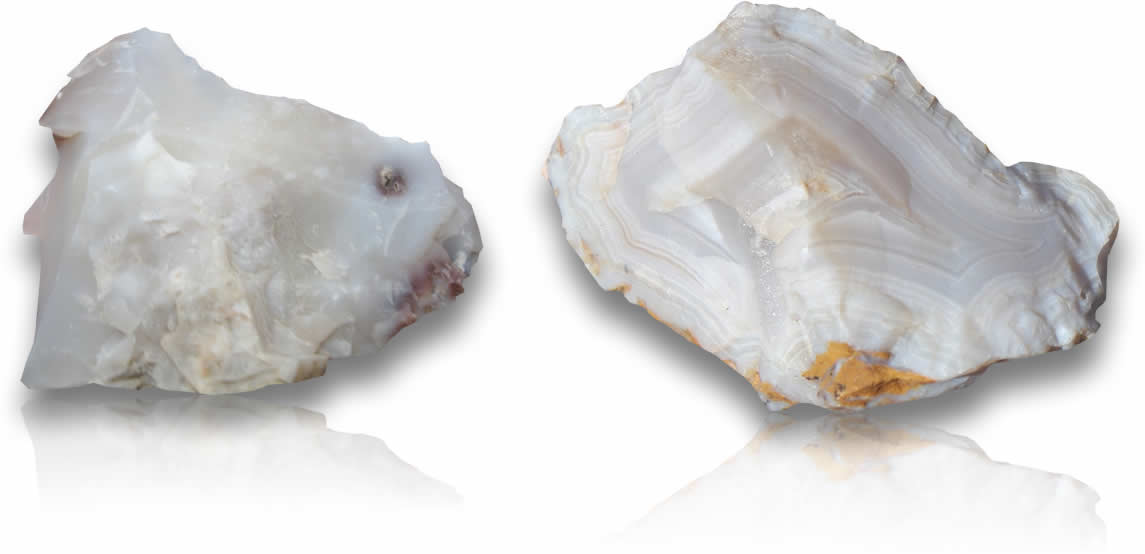 Pierres brutes d'agate blanche