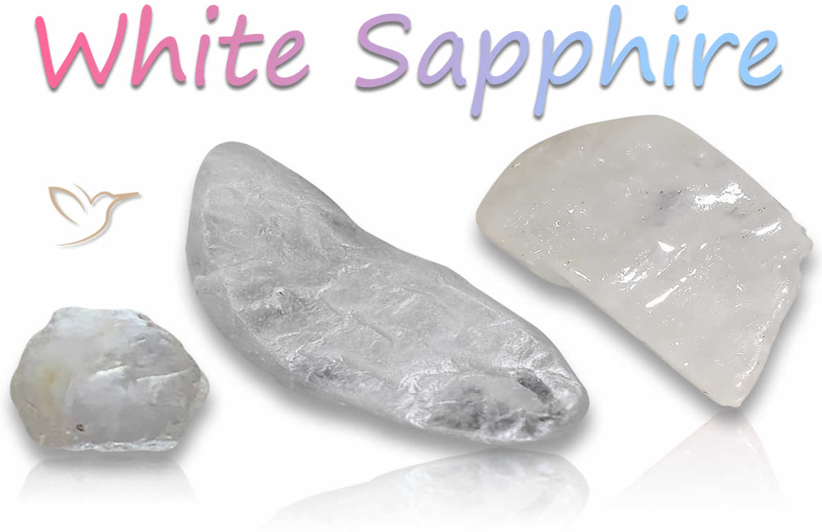 Pierres précieuses naturelles de saphir blanc brut