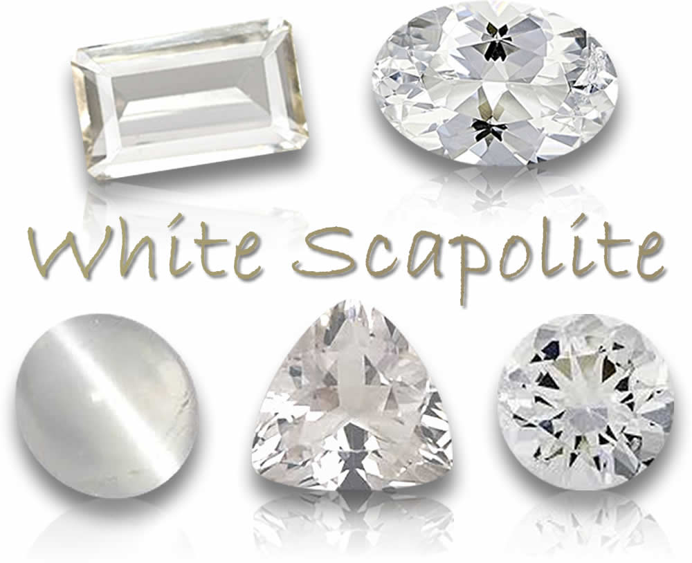 Pierres précieuses naturelles de scapolite blanche