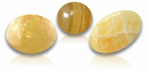 Pierres précieuses de calcite jaune