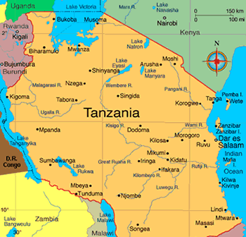 Carte de la Tanzanie