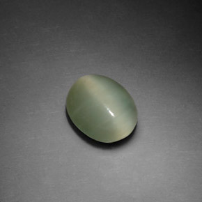 Actinolite cat's eye vert naturelle coupe ovale, 2,37 ct, transparent