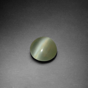 Actinolite cat's eye vert naturelle coupe roude, 1,22 ct, transparent