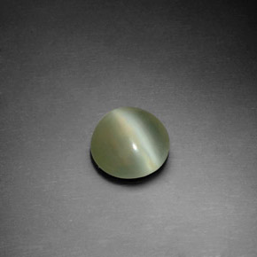 Actinolite cat's eye vert naturelle coupe roude, 1,22 ct, transparent