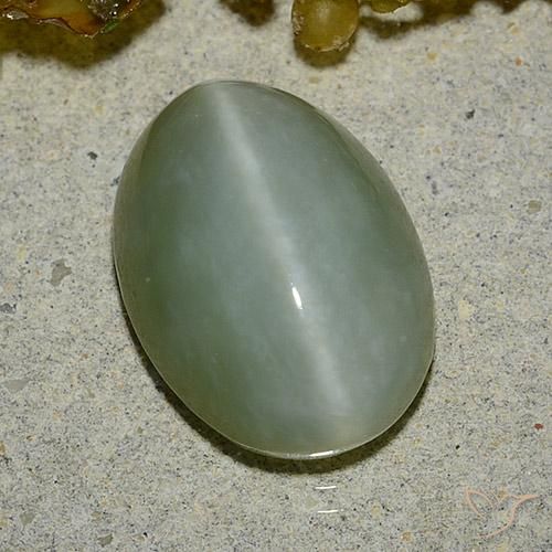 Actinolite œil de chat Vert mousse léger naturelle ovale, 5.92 ct, Translucide