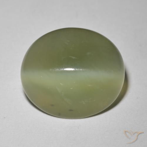 6.09ct Naturel Vert militaire Actinolite œil de chat, ovale, Translucide