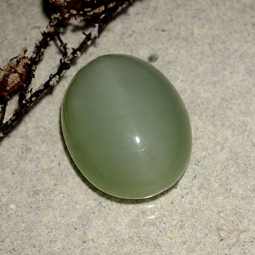 6.99ct Naturel Vert chaud Actinolite œil de chat, ovale, Translucide