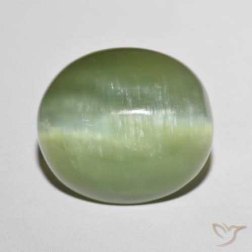 8.75ct Naturel Vert terre pâle Actinolite œil de chat, ovale, Translucide