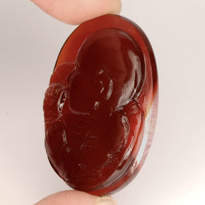 Agate orange naturelle transparent, 37,34 ct, transparent / translucide