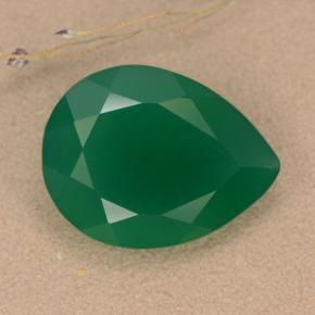 Agate vert moyen naturelle en forme de poire, 6,48 ct, translucide