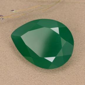 Agate vert moyen naturelle en forme de poire, 6,48 ct, translucide