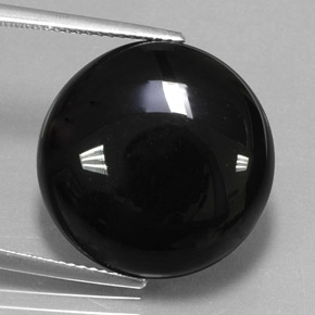 Agate noir naturelle coupe roude, 18,29 ct, opaque