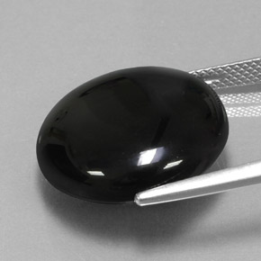 Agate noir naturelle coupe roude, 18,29 ct, opaque