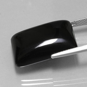 Agate noir naturelle baguette, 19,22 ct, opaque