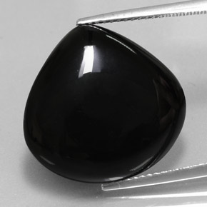 Agate Noire naturelle En forme de poire, 18.23 ct, Opaque