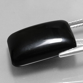 Agate noir naturelle baguette, 18,30 ct, opaque