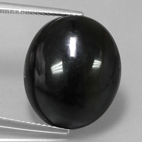 Agate noir naturelle coupe ovale, 18,59 ct, opaque