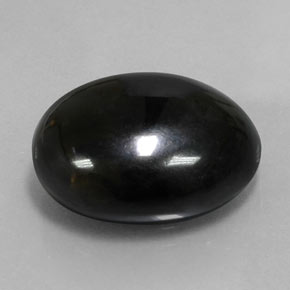 Agate noir naturelle coupe ovale, 18,59 ct, opaque