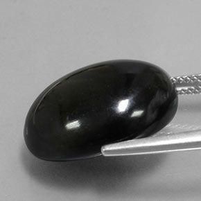 Agate noir naturelle coupe ovale, 18,59 ct, opaque