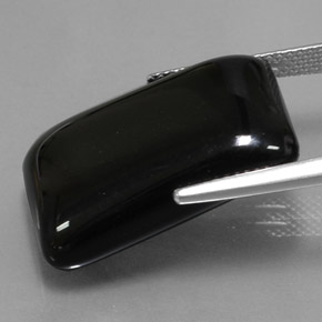 Agate noir naturelle baguette, 22,39 ct, opaque