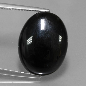 Agate noir naturelle coupe ovale, 10,17 ct, opaque
