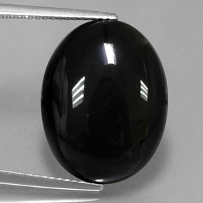 Agate noir naturelle coupe ovale, 14,26 ct, opaque