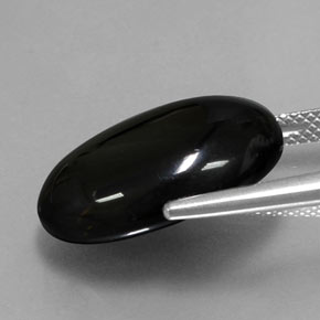 Agate noir naturelle coupe ovale, 14,26 ct, opaque
