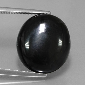 Agate noir naturelle coupe ovale, 10,40 ct, opaque