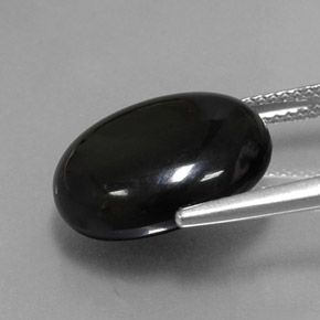 Agate noir naturelle coupe ovale, 10,40 ct, opaque