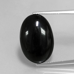 Agate noir naturelle coupe ovale, 13,65 ct, opaque