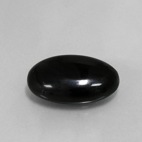 Agate noir naturelle coupe ovale, 13,65 ct, opaque