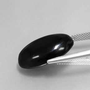 Agate noir naturelle coupe ovale, 13,65 ct, opaque