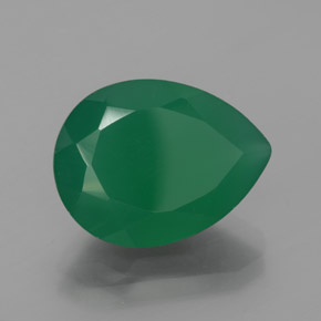 Agate Vert chaud naturelle En forme de poire, 7.48 ct, Translucide