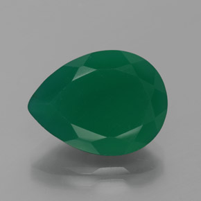 Agate Vert profond moyen naturelle En forme de poire, 7.47 ct, Translucide