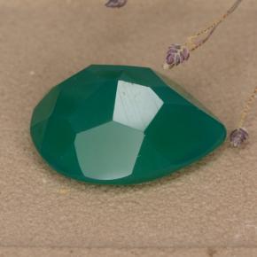 Agate vert naturelle en forme de poire, 7,18 ct, translucide