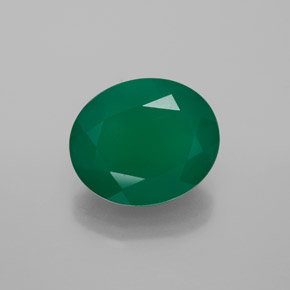 Agate vert naturelle coupe ovale, 4,31 ct, transparent