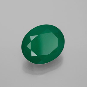 Agate vert naturelle coupe ovale, 4,31 ct, transparent