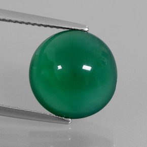 Agate vert naturelle coupe roude, 6,11 ct, translucide