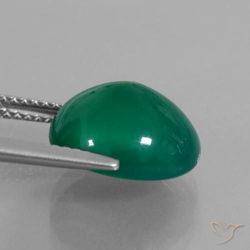 Agate Forêt verte naturelle ovale, 5.87 ct, Translucide