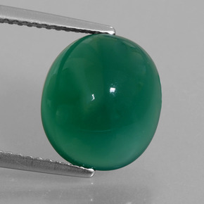 Agate vert naturelle coupe ovale, 5,78 ct, translucide