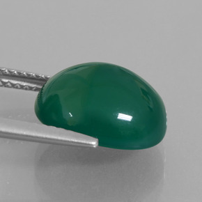 Agate vert naturelle coupe ovale, 5,78 ct, translucide