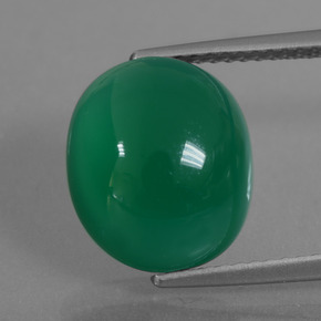 Agate vert naturelle coupe ovale, 6,52 ct, translucide