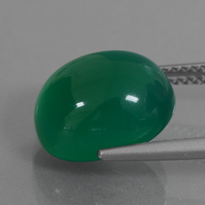 Agate vert naturelle coupe ovale, 6,52 ct, translucide