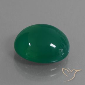 Agate Forêt verte naturelle ovale, 7.24 ct, Translucide