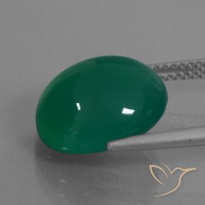 Agate Forêt verte naturelle ovale, 7.24 ct, Translucide