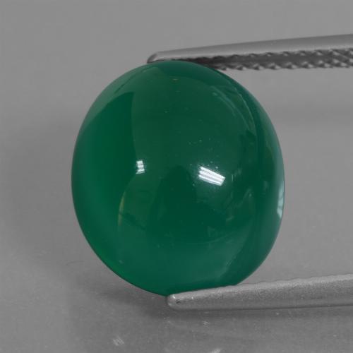 Agate Vert foncé moyen naturelle Coupe ovale, 7.86 ct, Translucide