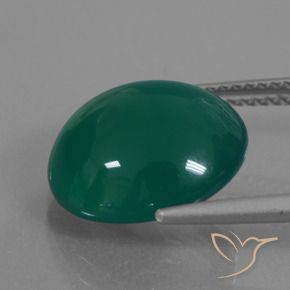 Agate Vert foncé moyen naturelle ovale, 7.06 ct, Translucide