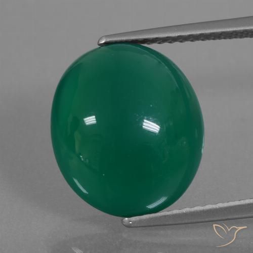 6.42ct Naturel Vert profond moyen Agate, ovale, Translucide