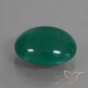 Agate Vert profond moyen naturelle ovale, 6.42 ct, Translucide